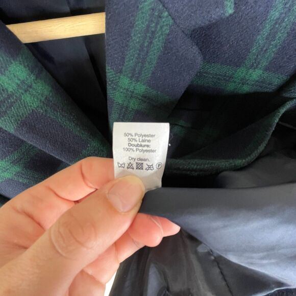 J. Crew Black Watch Plaid Schoolboy Blazer Blue Green Sz 12 Wool Blend - Picture 12 of 15